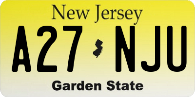 NJ license plate A27NJU
