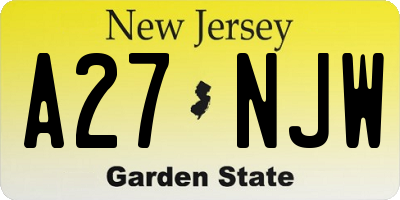 NJ license plate A27NJW