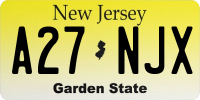 NJ license plate A27NJX