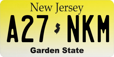 NJ license plate A27NKM