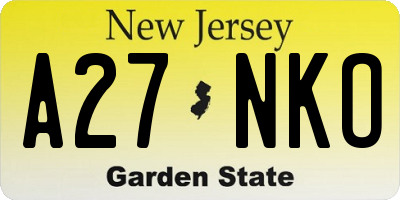 NJ license plate A27NKO