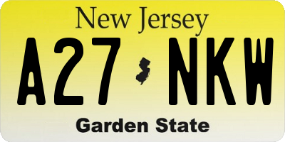 NJ license plate A27NKW