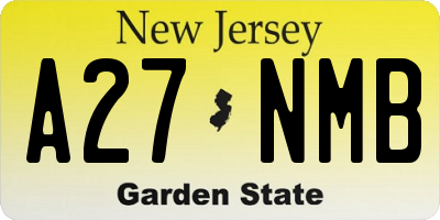 NJ license plate A27NMB