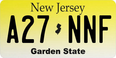 NJ license plate A27NNF