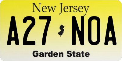 NJ license plate A27NOA