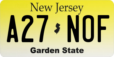 NJ license plate A27NOF