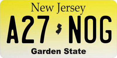 NJ license plate A27NOG