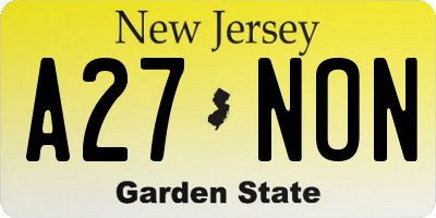 NJ license plate A27NON