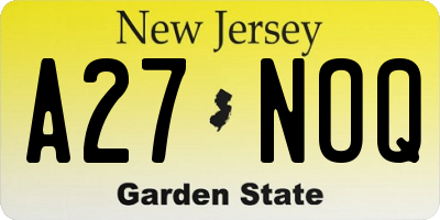 NJ license plate A27NOQ