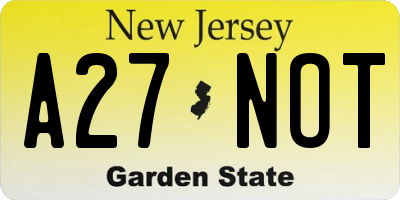 NJ license plate A27NOT