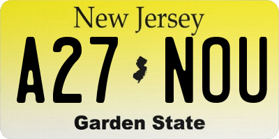 NJ license plate A27NOU