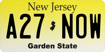 NJ license plate A27NOW