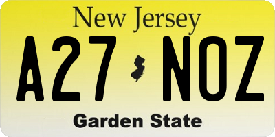 NJ license plate A27NOZ