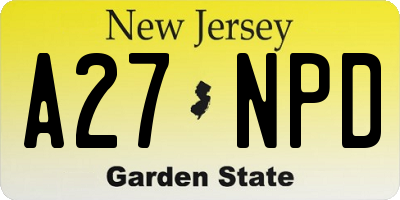 NJ license plate A27NPD
