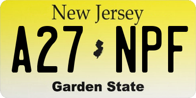 NJ license plate A27NPF