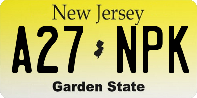 NJ license plate A27NPK