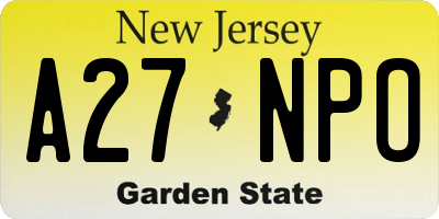 NJ license plate A27NPO