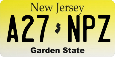 NJ license plate A27NPZ