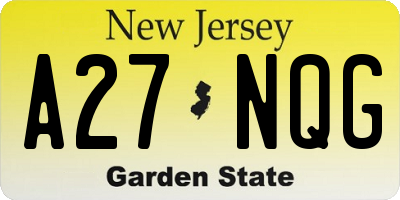 NJ license plate A27NQG