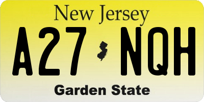 NJ license plate A27NQH