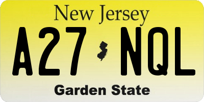 NJ license plate A27NQL