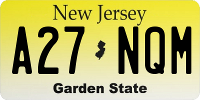 NJ license plate A27NQM