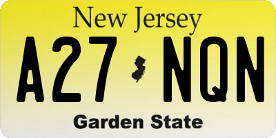 NJ license plate A27NQN