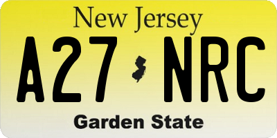 NJ license plate A27NRC
