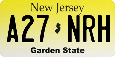 NJ license plate A27NRH