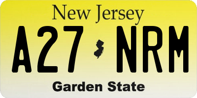 NJ license plate A27NRM