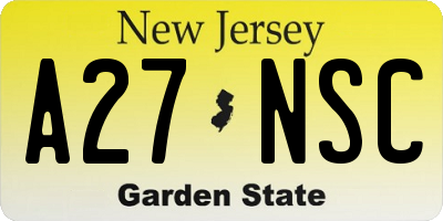 NJ license plate A27NSC