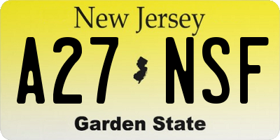 NJ license plate A27NSF