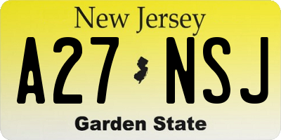 NJ license plate A27NSJ