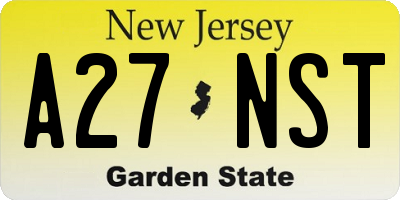 NJ license plate A27NST