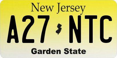 NJ license plate A27NTC