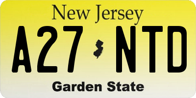 NJ license plate A27NTD