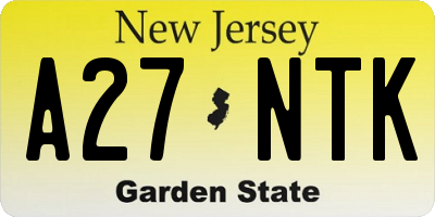 NJ license plate A27NTK