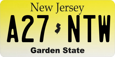 NJ license plate A27NTW