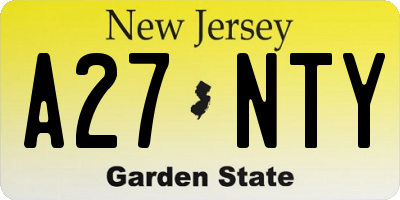 NJ license plate A27NTY