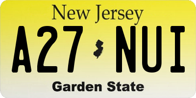 NJ license plate A27NUI