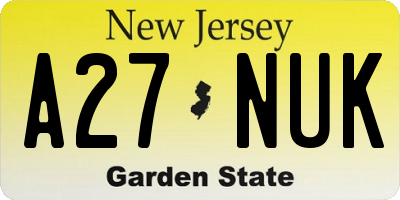 NJ license plate A27NUK