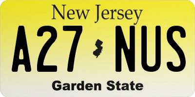 NJ license plate A27NUS