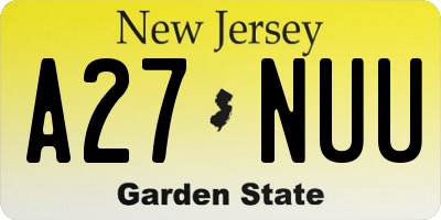 NJ license plate A27NUU