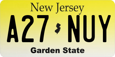 NJ license plate A27NUY