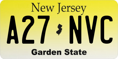 NJ license plate A27NVC