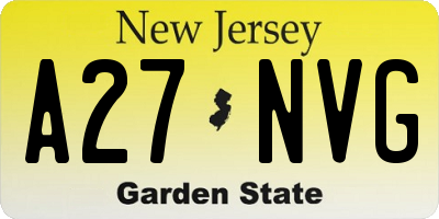 NJ license plate A27NVG