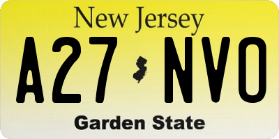 NJ license plate A27NVO