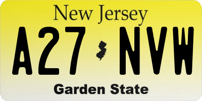 NJ license plate A27NVW