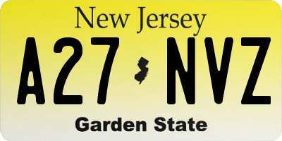 NJ license plate A27NVZ