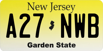 NJ license plate A27NWB